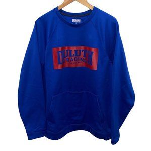Duluth Trading Sweatshirt Mens Large Crewneck‎ Blue Big Logo Soft Pocket
